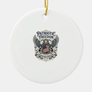Patriotic Lion Eagle Guardian Animal Hybrid Patrio Ceramic Tree Decoration