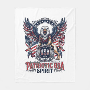 Patriotic Lion Eagle Guardian Animal Hybrid Patrio Fleece Blanket