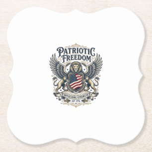 Patriotic Lion Eagle Guardian Animal Hybrid Patrio Paper Coaster