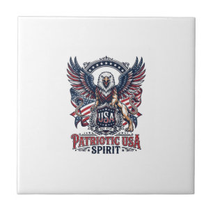 Patriotic Lion Eagle Guardian Animal Hybrid Patrio Tile