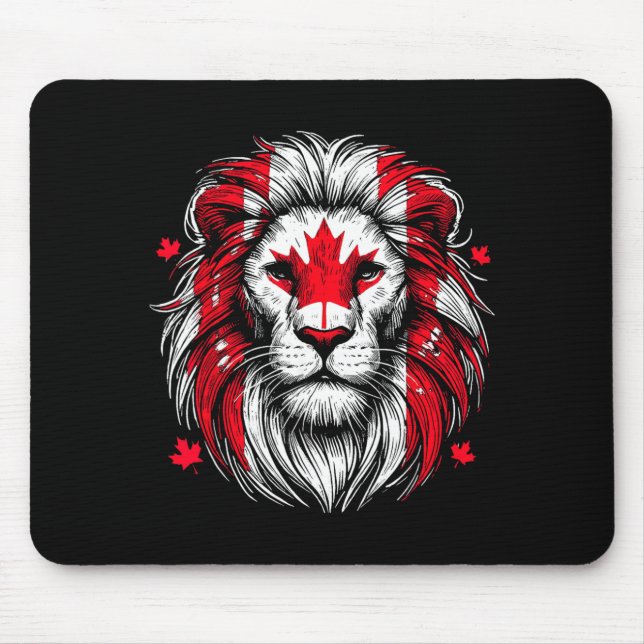 Patriotic Lion Maple Leaf Flag Canada Day Canadian Mouse Pad (Front)