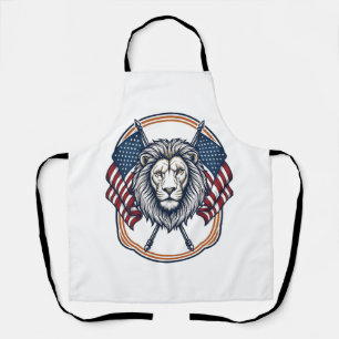Patriotic Lion with American Flags Vintage Apron