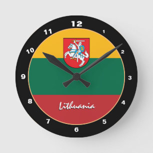 Patriotic Lithuanian Flag, Lithuania Home / design Round Clock