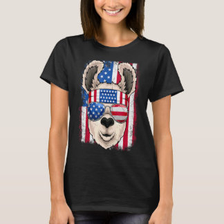 Patriotic Llama & American Flag Sunglasses 4th Of  T-Shirt