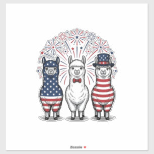Patriotic Llama Fireworks Vintage Vector Shirt_1