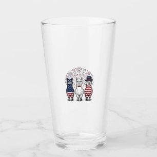 Patriotic Llama Fireworks Vintage Vector Shirt_1 Glass