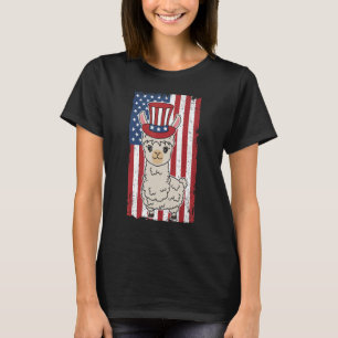 Patriotic Llama  July 4th For Men Women Animal  2 T-Shirt