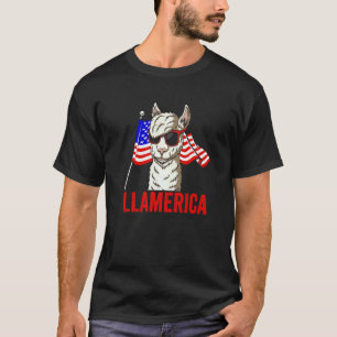 Patriotic Llama  Llamerica Alpaca 4th Of July T-Shirt