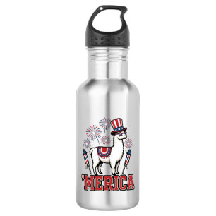 Patriotic Llama Merica Vintage Vector Design_1 532 Ml Water Bottle