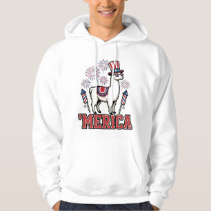 Patriotic Llama Merica Vintage Vector Design_1 Hoodie
