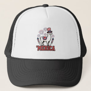 Patriotic Llama Merica Vintage Vector Design_1 Trucker Hat