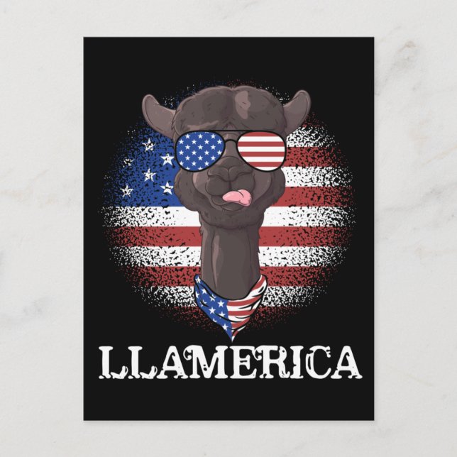 Patriotic Llama USA American Flag 4th of July Postcard (Front)