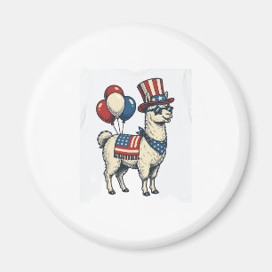 Patriotic Llama Vintage Engraving Shirt Design_1 Magnet