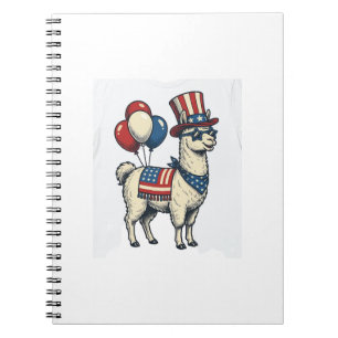 Patriotic Llama Vintage Engraving Shirt Design_1 Notebook