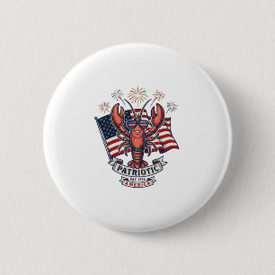 Patriotic Lobster Flag Vintage Engraving T-Shirt_1 6 Cm Round Badge