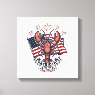 Patriotic Lobster Flag Vintage Engraving T-Shirt_1 Canvas Print