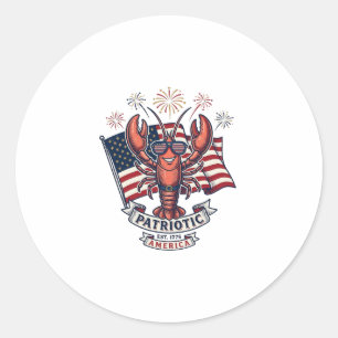 Patriotic Lobster Flag Vintage Engraving T-Shirt_1 Classic Round Sticker