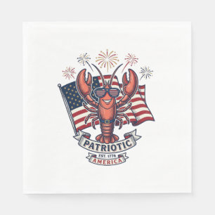 Patriotic Lobster Flag Vintage Engraving T-Shirt_1 Napkin