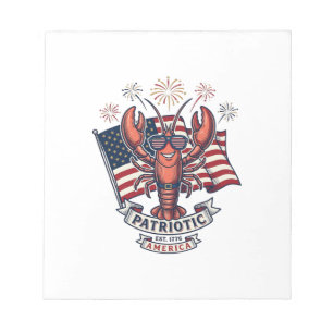 Patriotic Lobster Flag Vintage Engraving T-Shirt_1 Notepad