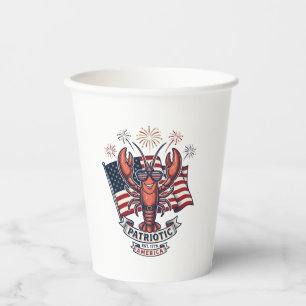Patriotic Lobster Flag Vintage Engraving T-Shirt_1 Paper Cups
