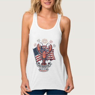 Patriotic Lobster Flag Vintage Engraving T-Shirt_1 Singlet