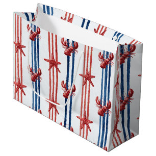 Patriotic Lobster Red White Blue Stars (1) Large Gift Bag