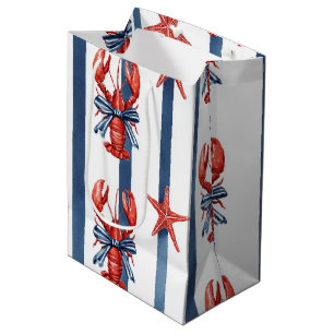 Patriotic Lobster Red White Blue Stars (2) Medium Gift Bag