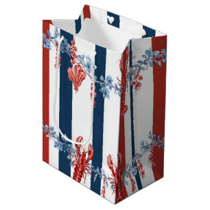 Patriotic Lobster Red White Blue Stars (4) Medium Gift Bag