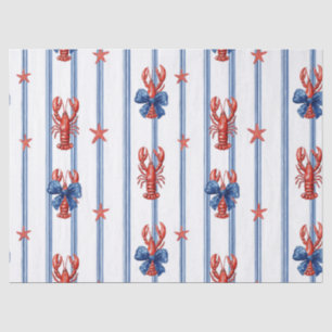 Patriotic Lobster Red White Blue Stars (5) Tissue Paper