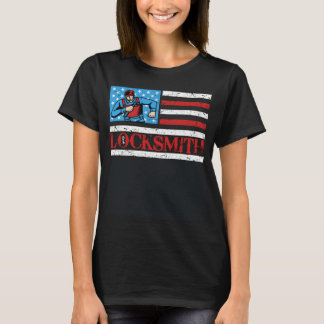 Patriotic Locksmith Lock Picker Key Maker USA Flag T-Shirt