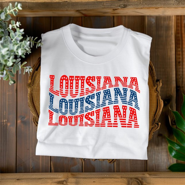 Patriotic Louisiana Red and Blue Boho T-Shirt  (Creator Uploaded)