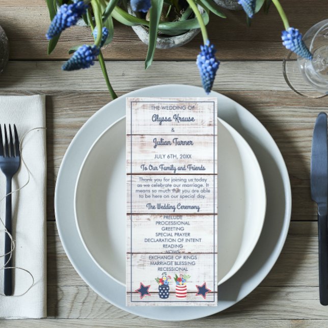 Patriotic Love Fourth of July Wedding Ceremony Programme (Creator Uploaded)