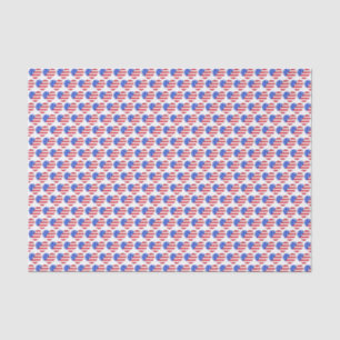 Patriotic Love USA American Flag Heart Print Gift  Tissue Paper