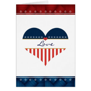 Patriotic Love USA Flag Heart Blank Card