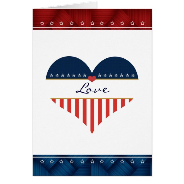 Patriotic Love USA Flag Heart Blank Card (Front)