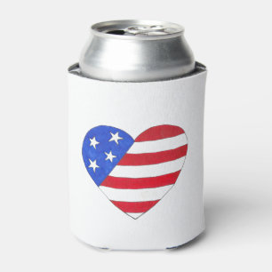 Patriotic Love USA July 4th Stars and Stripes Flag Can Cooler