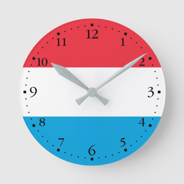 Patriotic Luxembourg Flag Round Clock (Front)