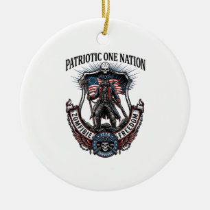 Patriotic Mad Road 1776 Warrior Zombie Apocalypse Ceramic Tree Decoration