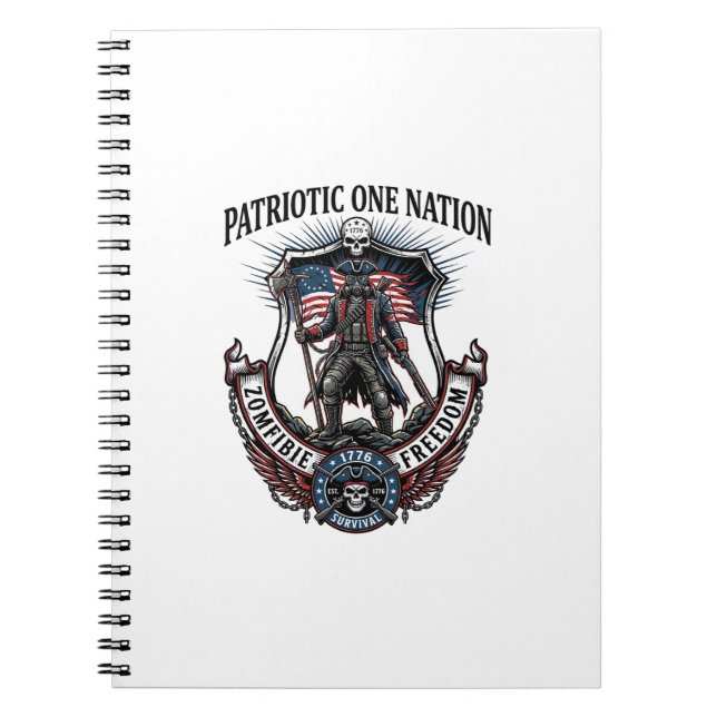 Patriotic Mad Road 1776 Warrior Zombie Apocalypse  Notebook (Front)