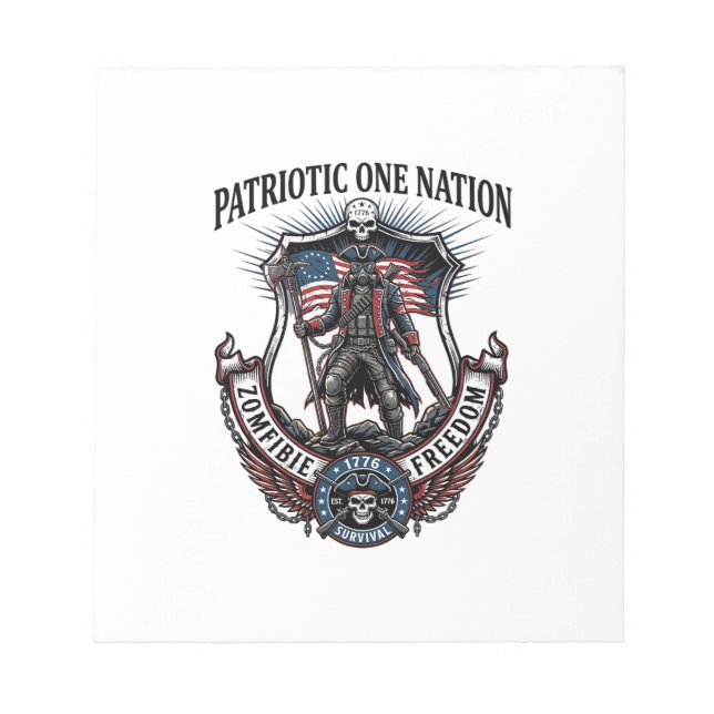 Patriotic Mad Road 1776 Warrior Zombie Apocalypse  Notepad (Front)