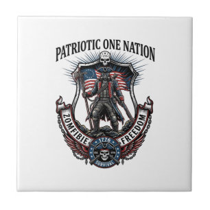 Patriotic Mad Road 1776 Warrior Zombie Apocalypse Tile