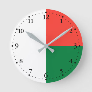 Patriotic Madagascar Flag Round Clock