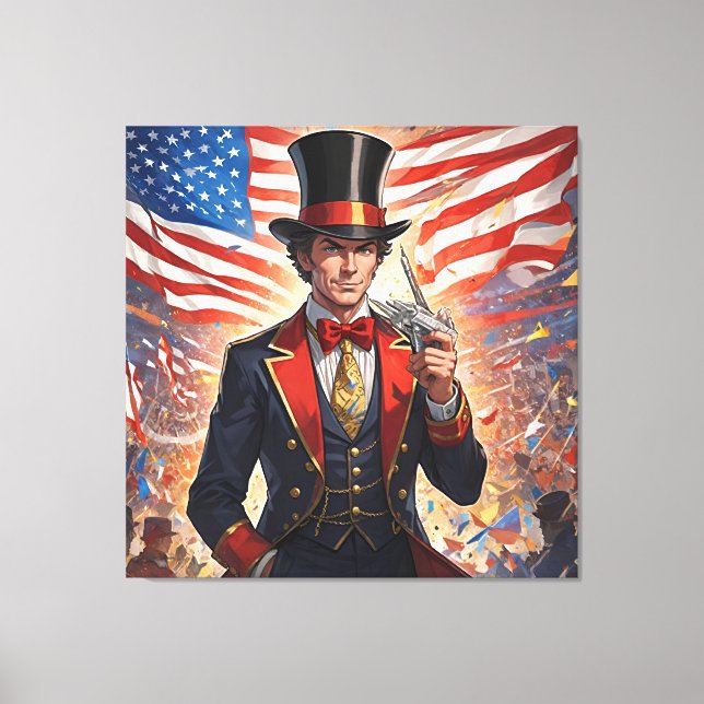 Patriotic Magician Spectacle Canvas Print (Front)