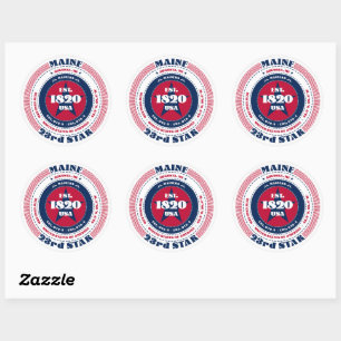 Patriotic Maine Circle Design Sticker