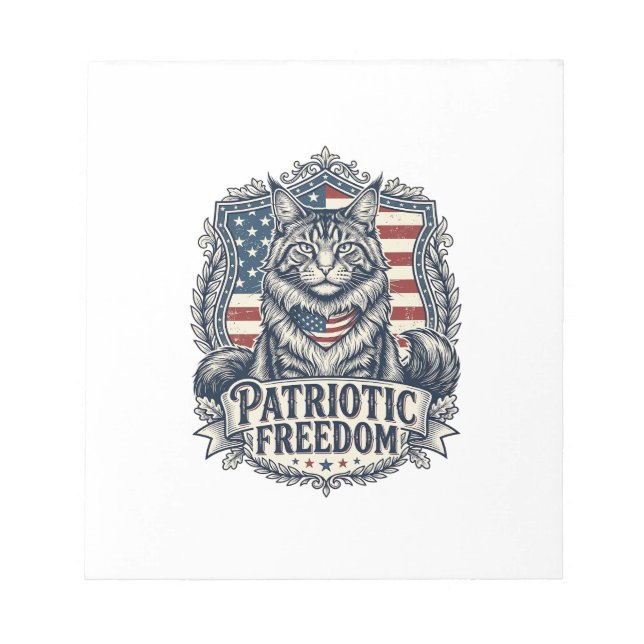 Patriotic Maine Coon Cat Notepad (Front)