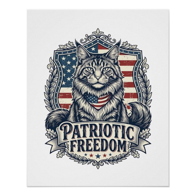 Patriotic Maine Coon Cat Poster (Front)