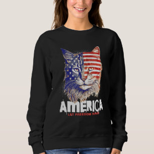 Patriotic Maine Coon Face Independence Day Feline Sweatshirt