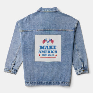 Patriotic 'Make America Vote Again' Denim Jacket