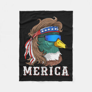 Patriotic Mallard Duck Hunting American Waterfowl  Fleece Blanket