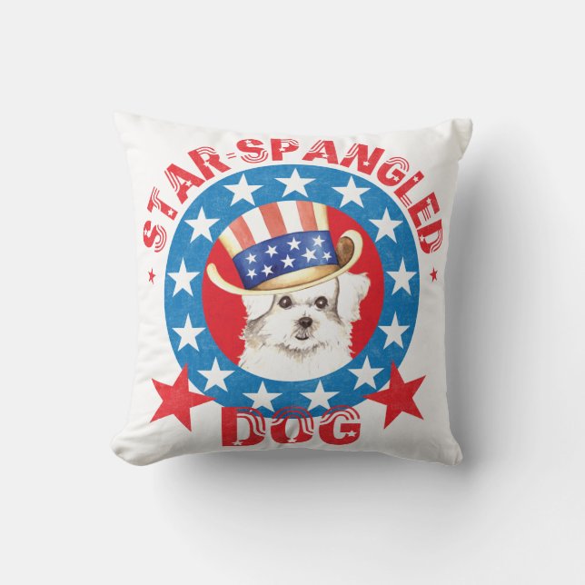 Patriotic Maltese Cushion (Front)
